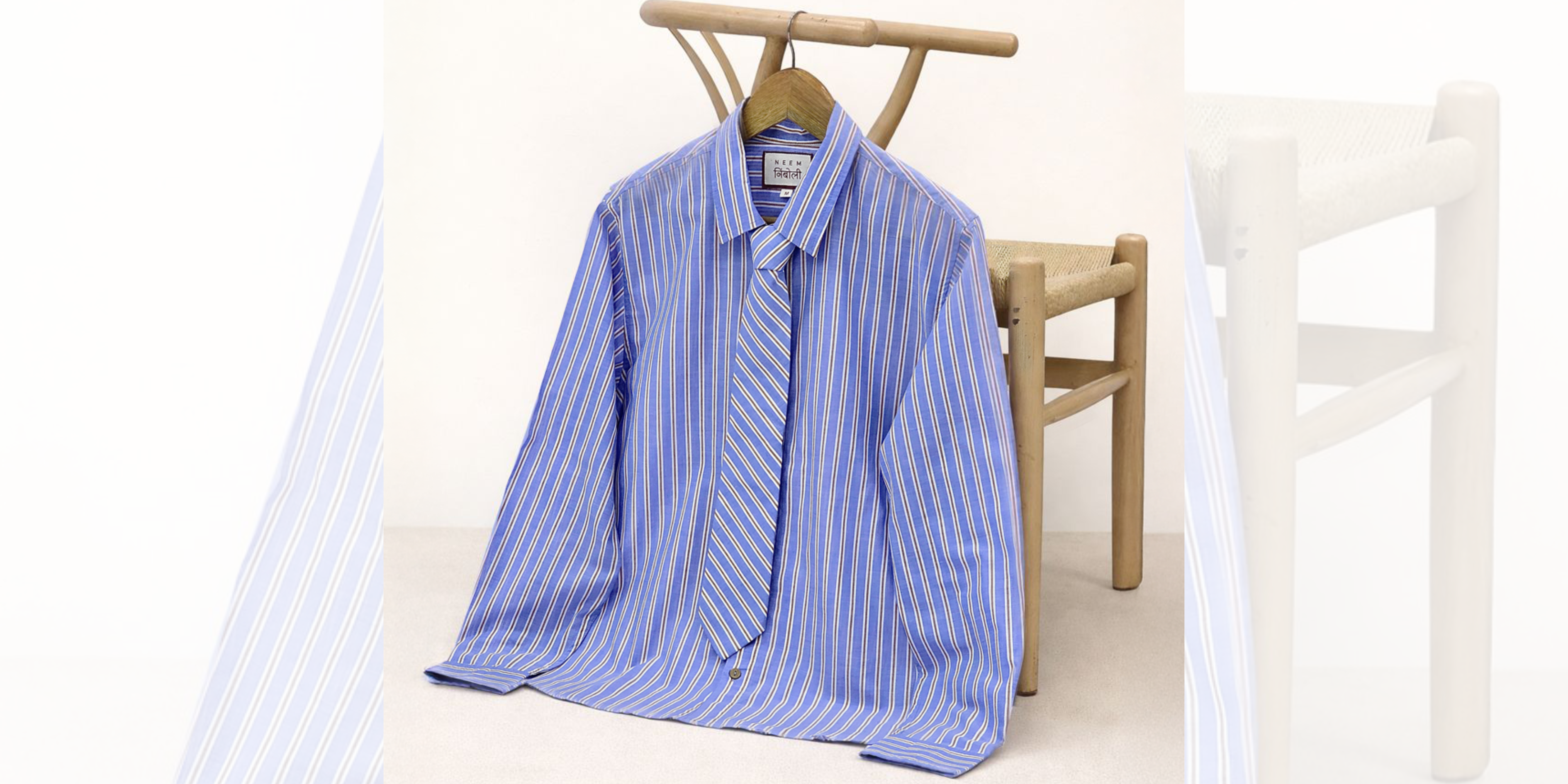 Cotton Striped Shirt with Tie