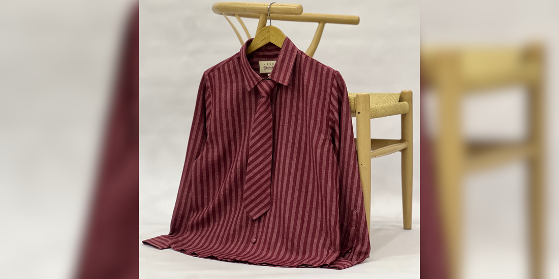Striped Shirt With Tie