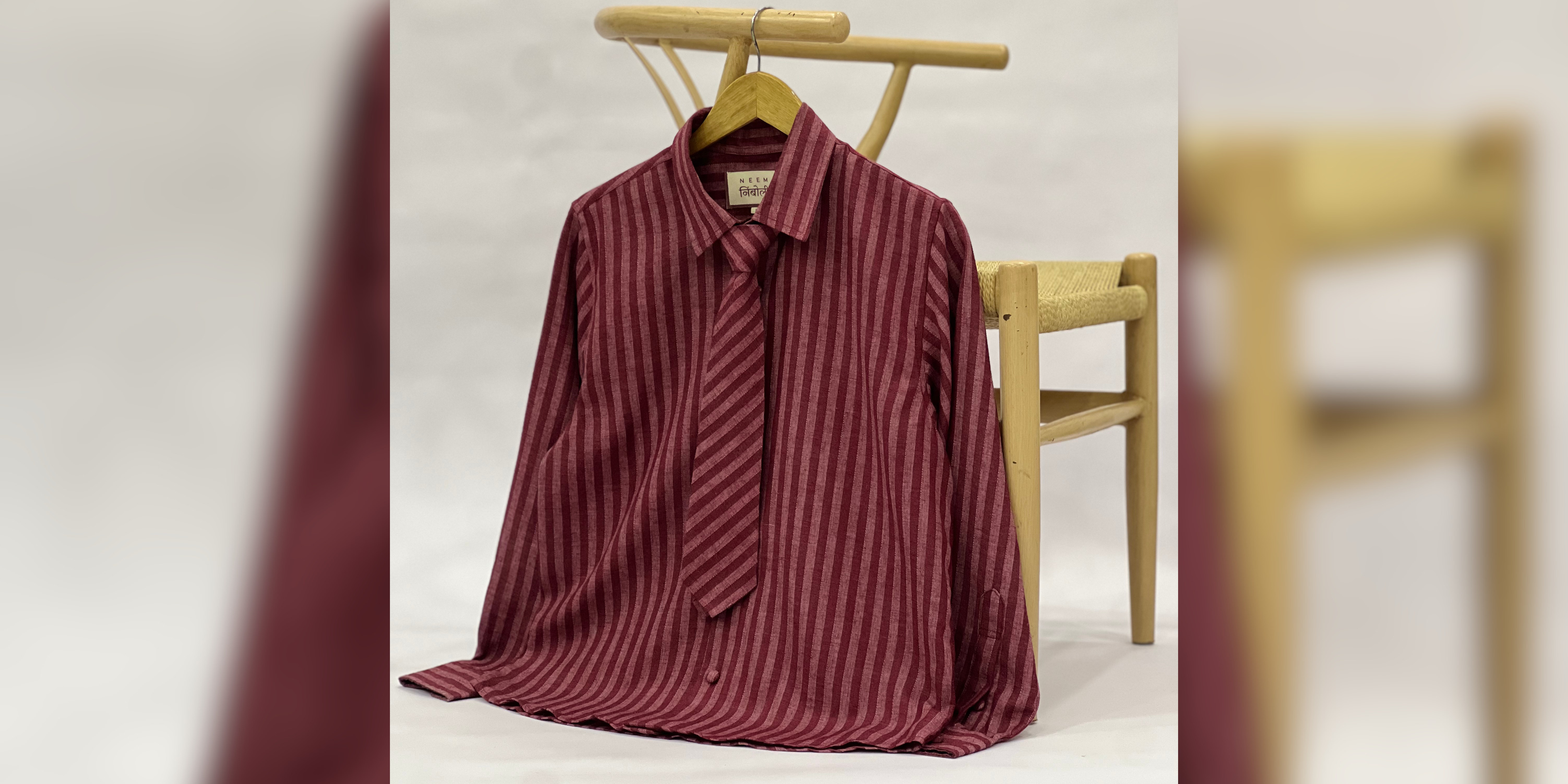 Striped Shirt With Tie