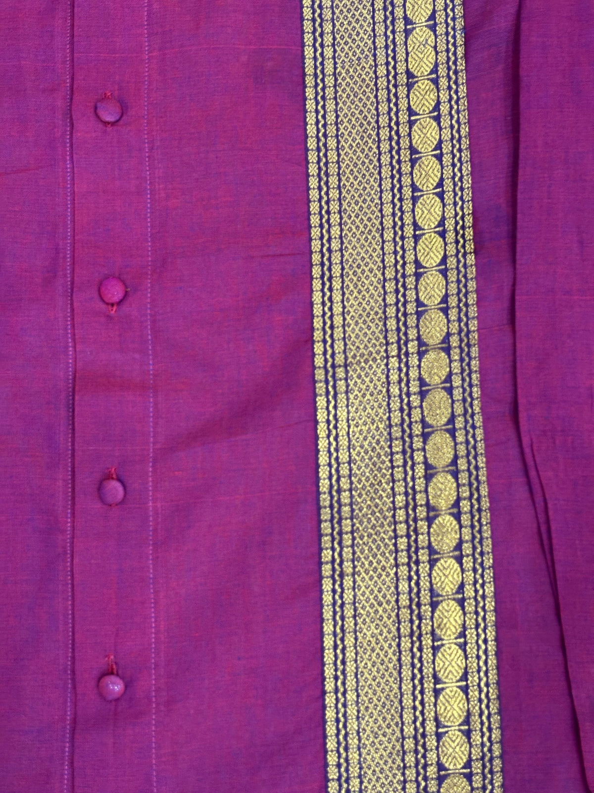 Magenta Vertical Zari Panel Cotton Shirt