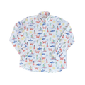 Shark Attack Graphic Print Cotton Button-Up Shirt