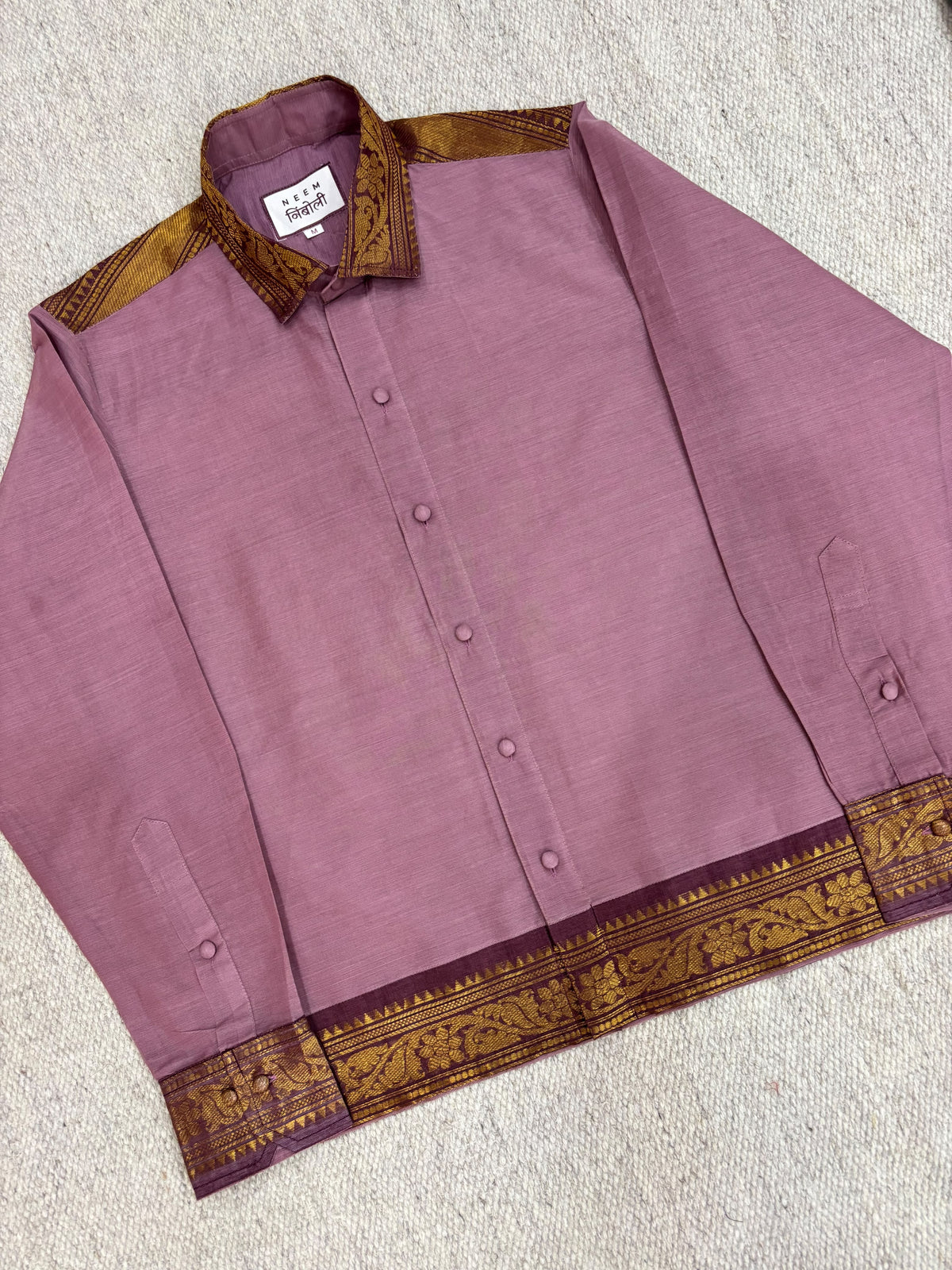 Dusty Rose Saree Cotton Zari Shirt