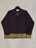Charcoal Gold Pinstripe Zari Border Cotton Shirt