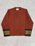 Rust Orange Micro-Check Zari Notch Shirt