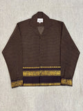 Dark Chocolate Grid Elephant Zari Border Cotton Shirt