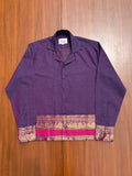 Royal Purple Peacock Border Cotton Shirt
