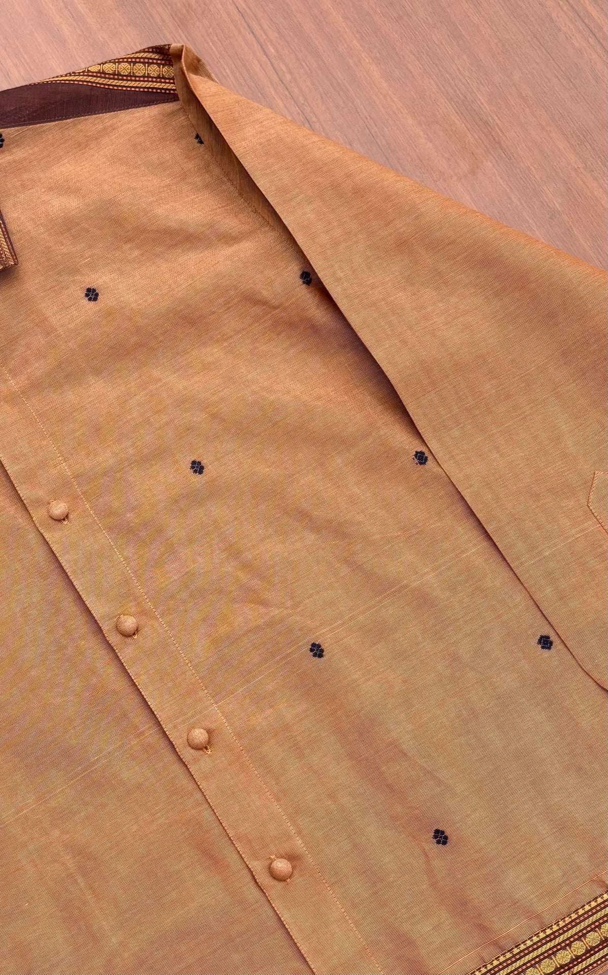 Golden Amber Floral Collar Cotton Shirt