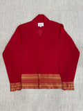Crimson Red Gold Zari Border Cotton Shirt