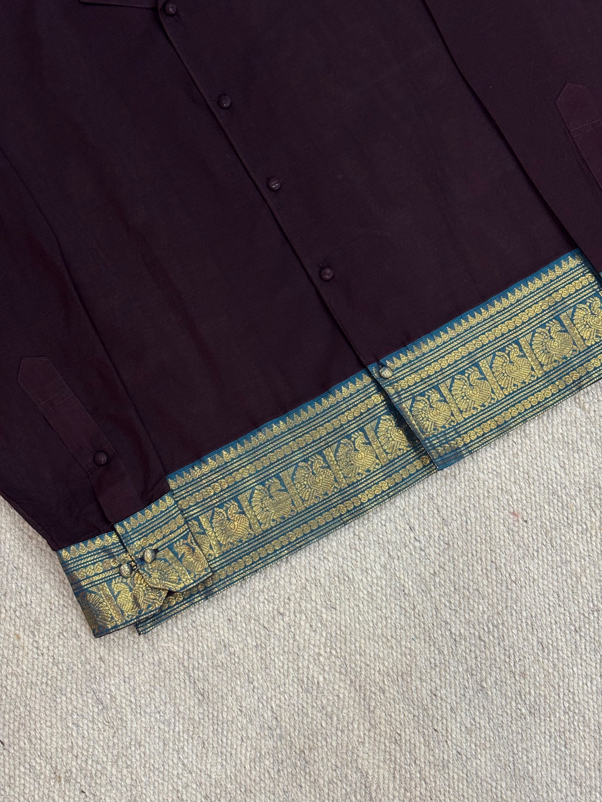 Deep Plum Zari Saree Cotton Shirt