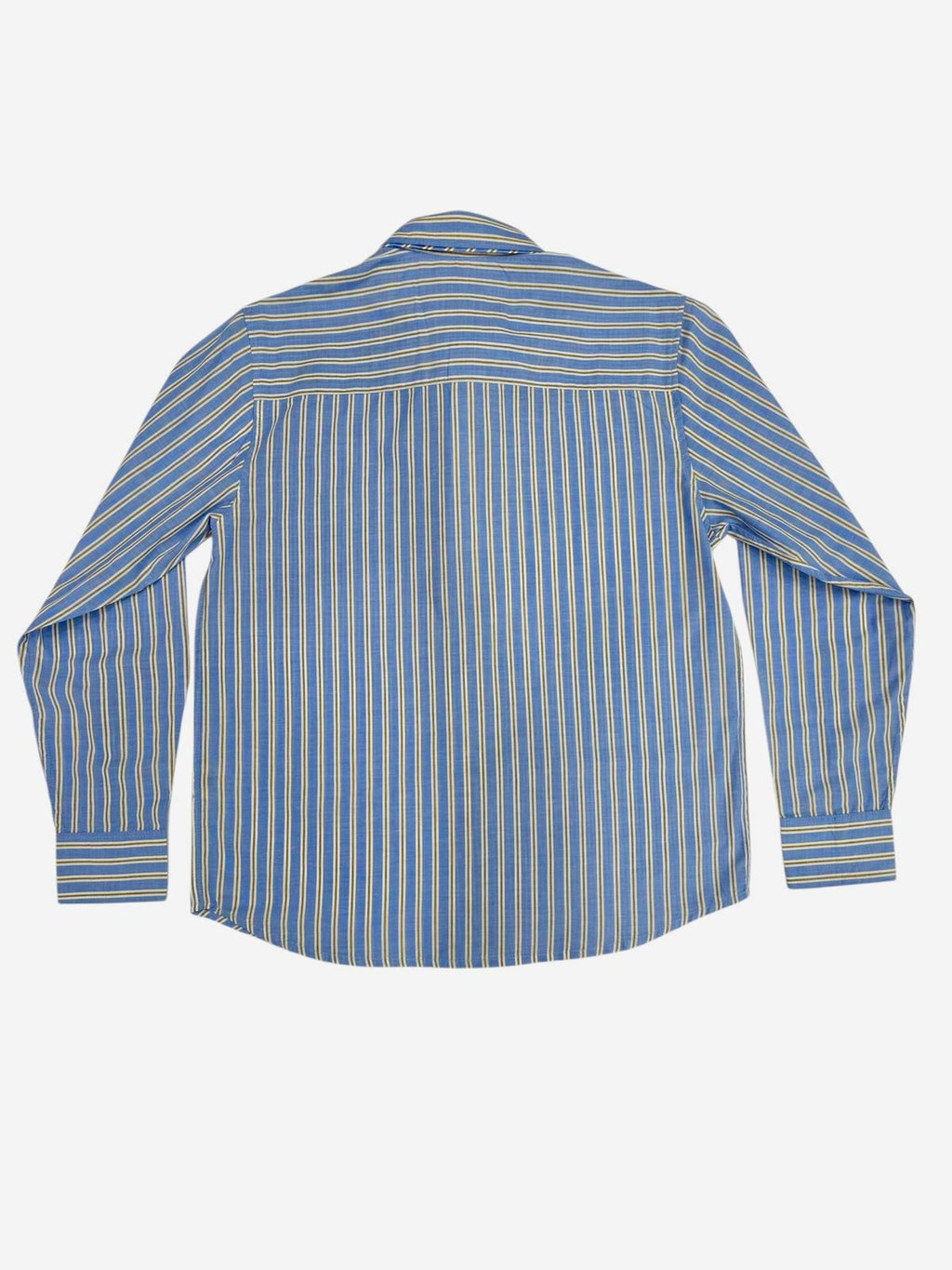 Blue and white striped shirt on a white background