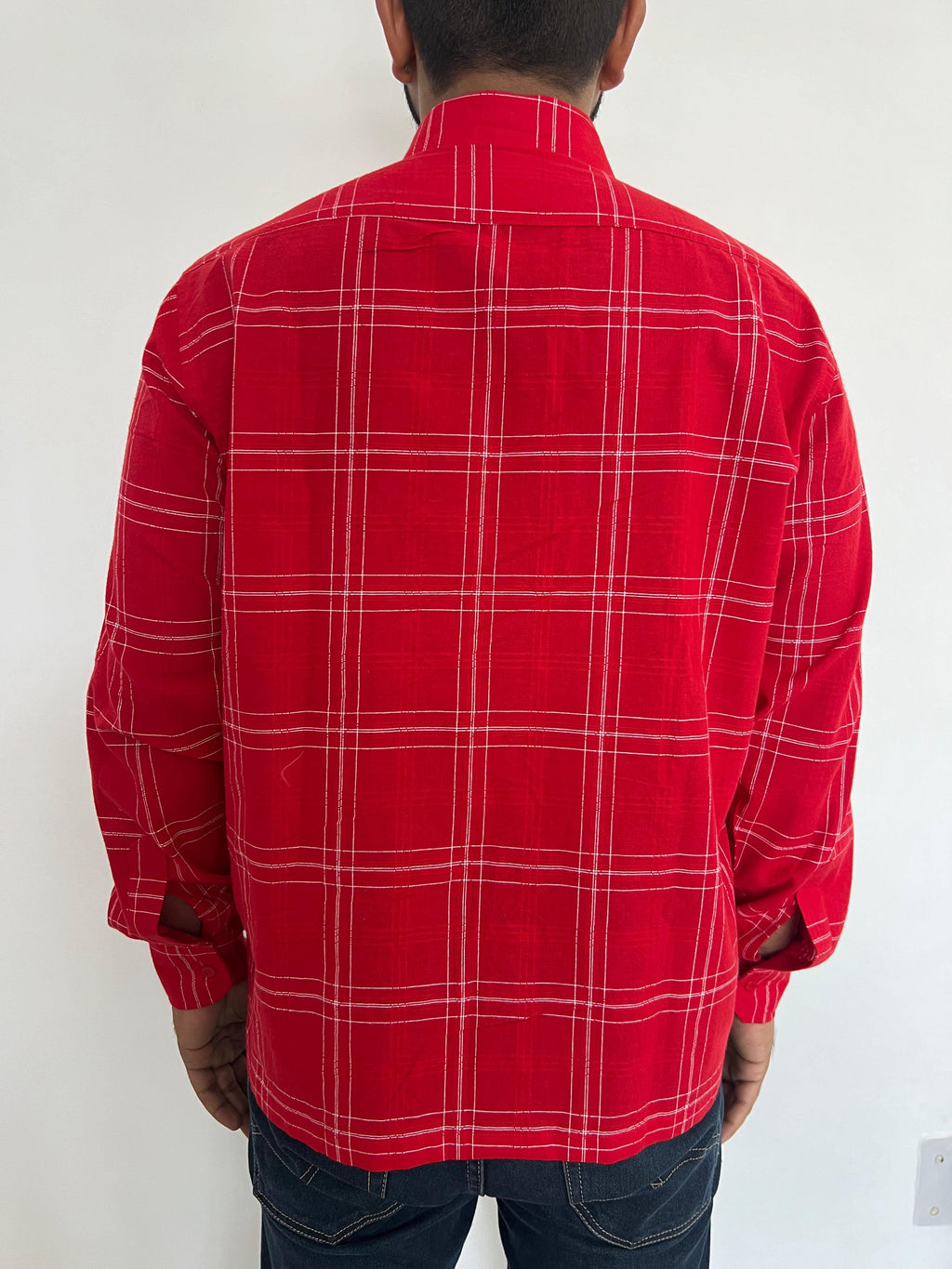 Back side Red Chinese Frog Button Up Shirt