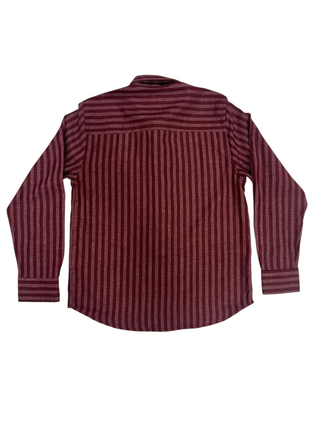 Maroon striped shirt on a white background