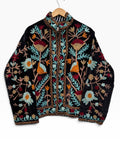 Black Velvet Suzani Floral Embroidered Jacket