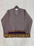 Muted Mauve Purple Peacock Zari Border Cotton Shirt