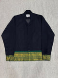 Midnight Navy Zari Border Cotton Shirt