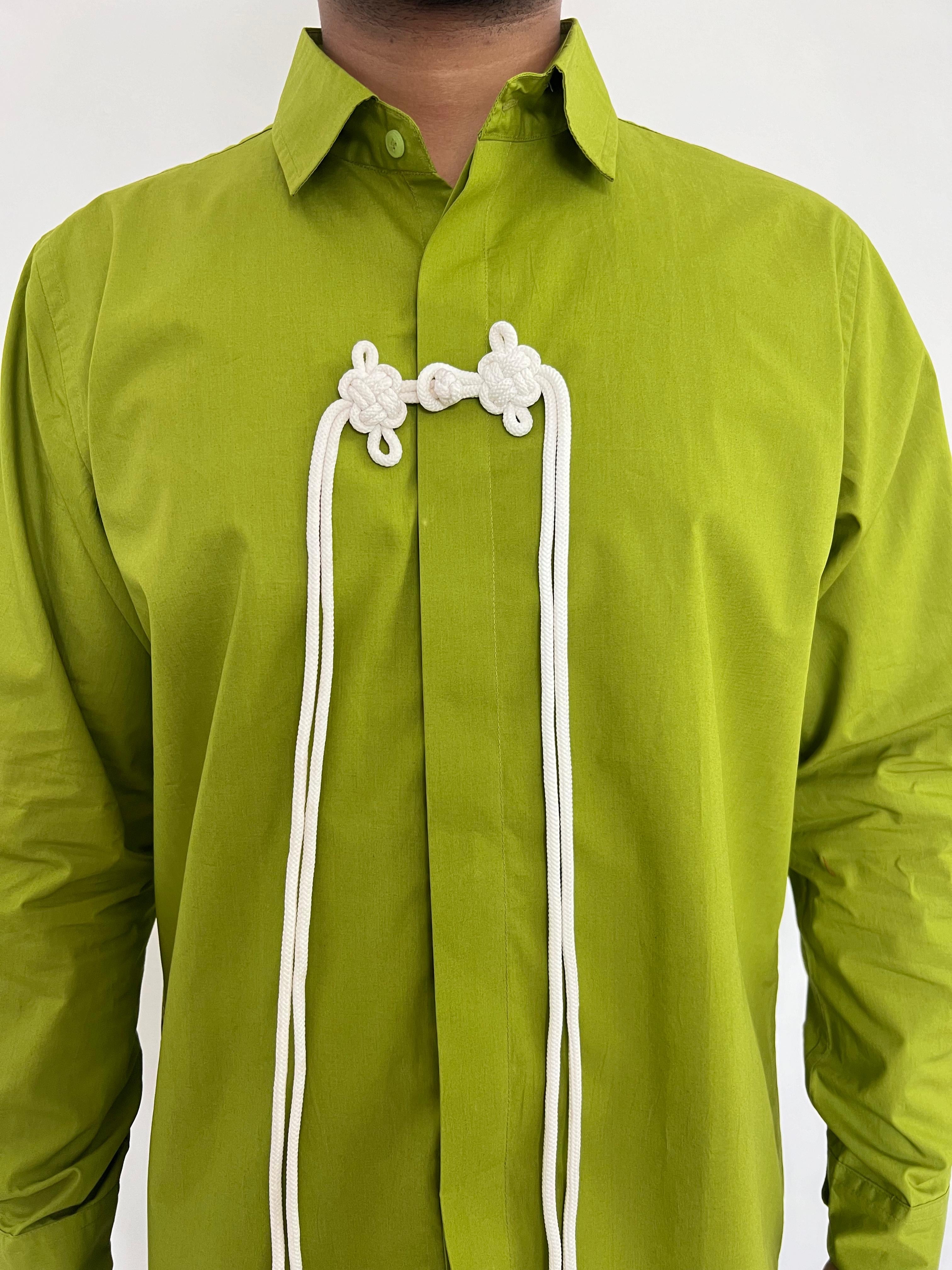 Close Up Green Cheongsam Knot Shirt