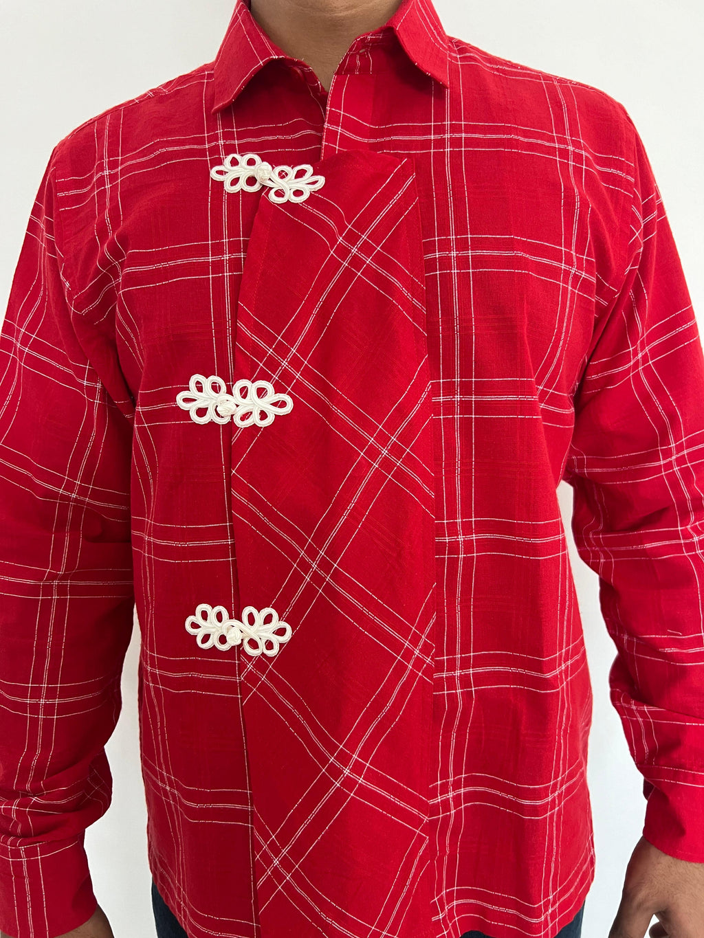 Close up Red Cheongsam Shirt