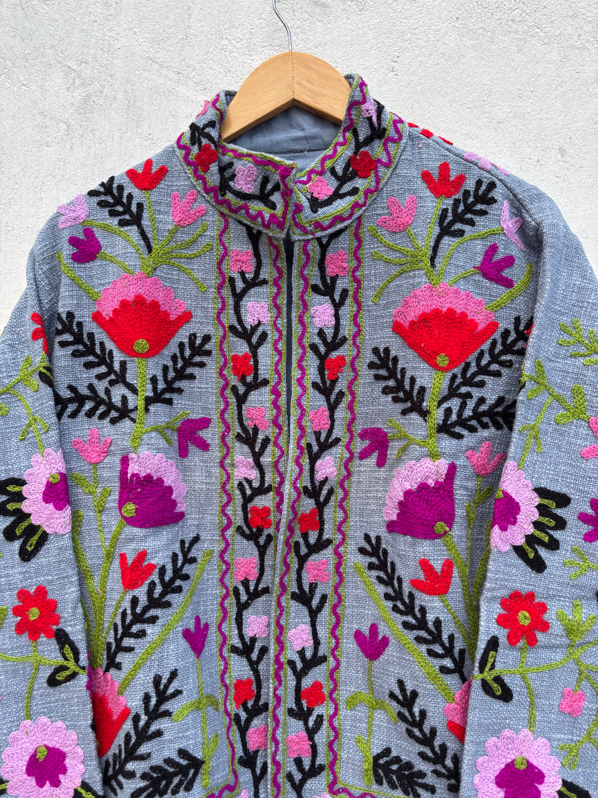 Grey Floral Embroidered Suzani Jacket