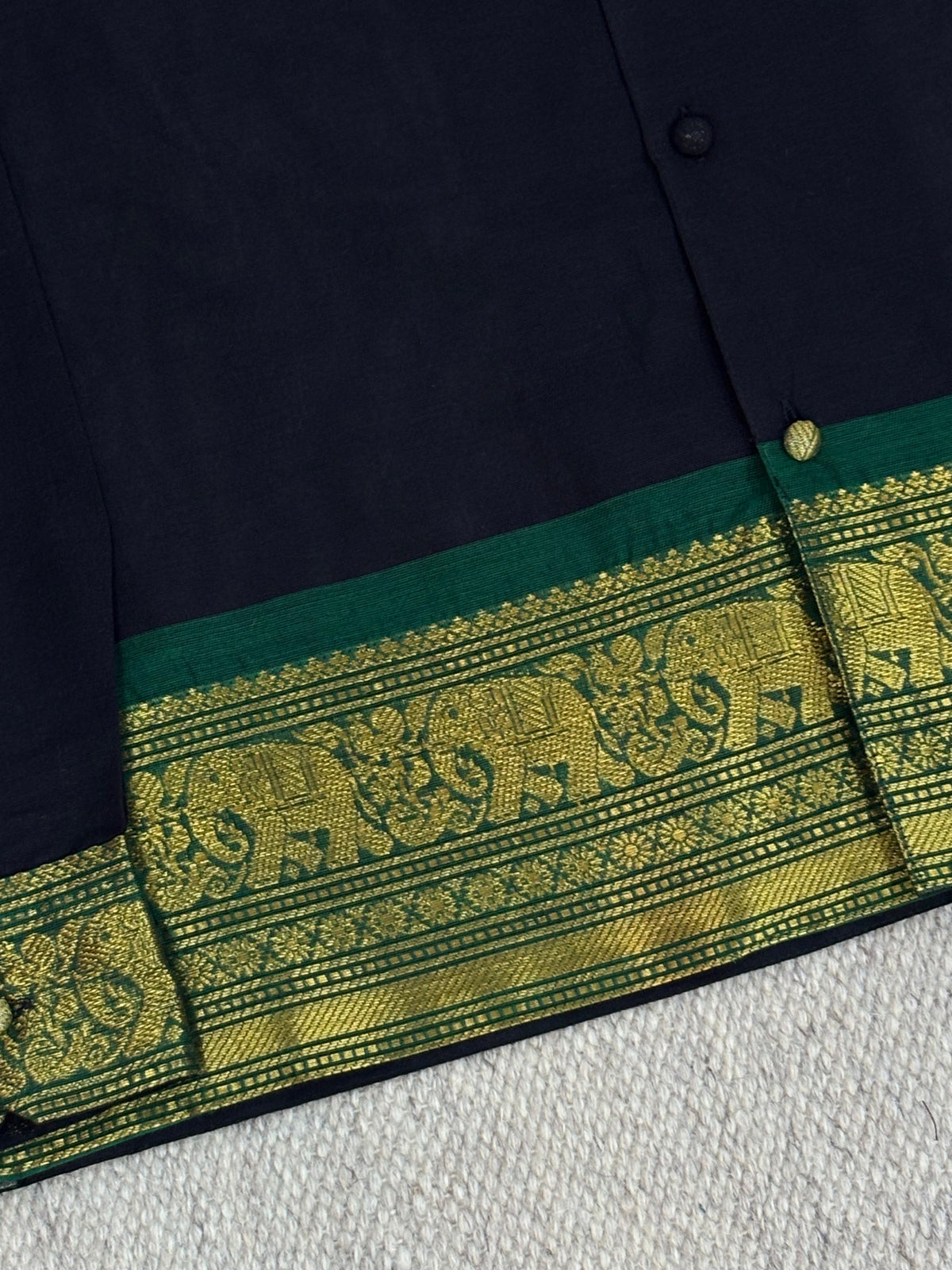 Midnight Navy Zari Border Cotton Shirt