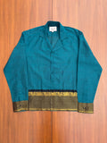 Teal Blue Elephant Border Cotton Shirt