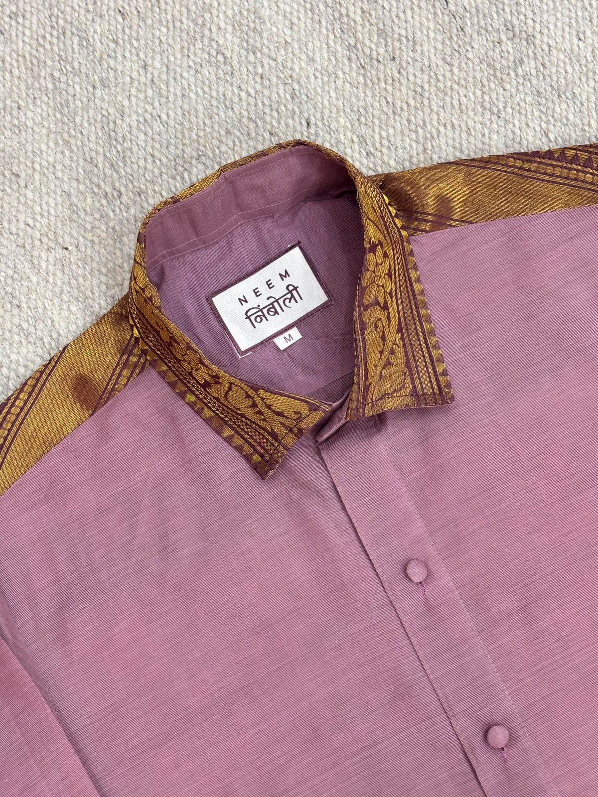 Dusty Rose Saree Cotton Zari Shirt