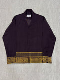 Deep Aubergine Elephant Zari Border Cotton Shirt