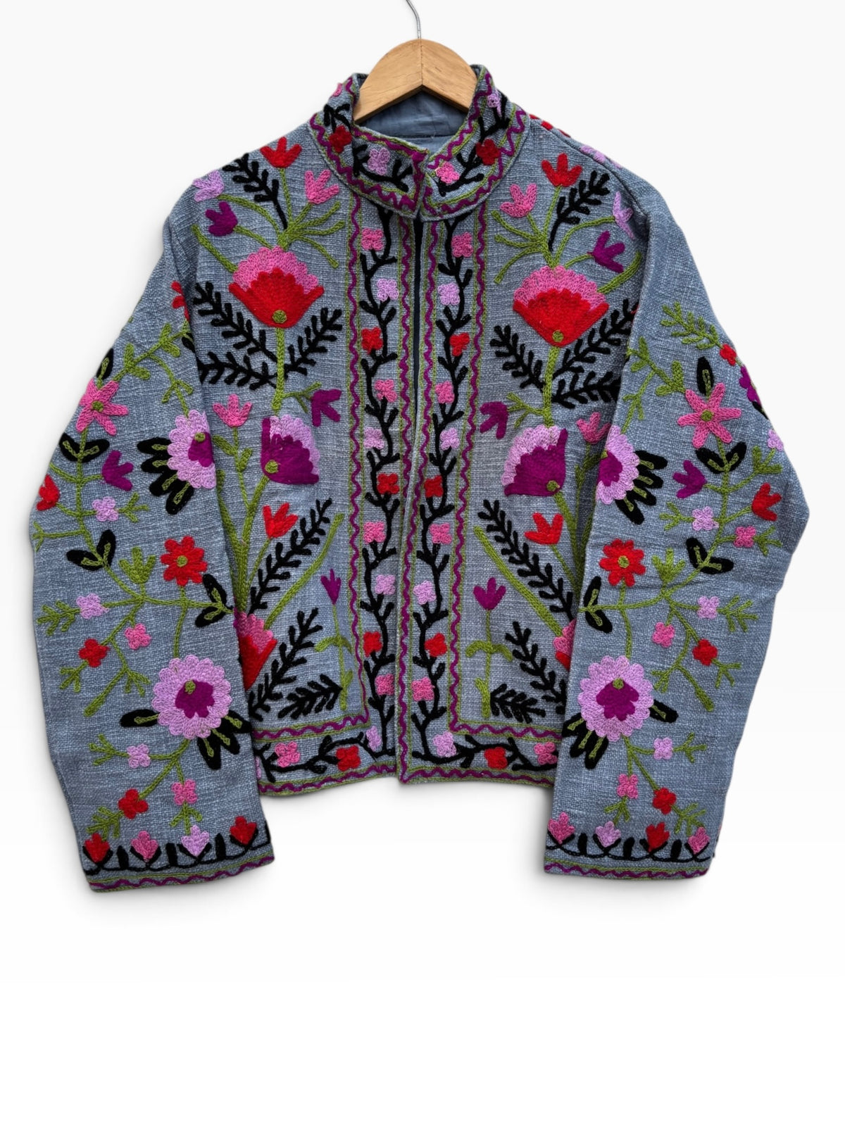 Grey Floral Embroidered Suzani Jacket