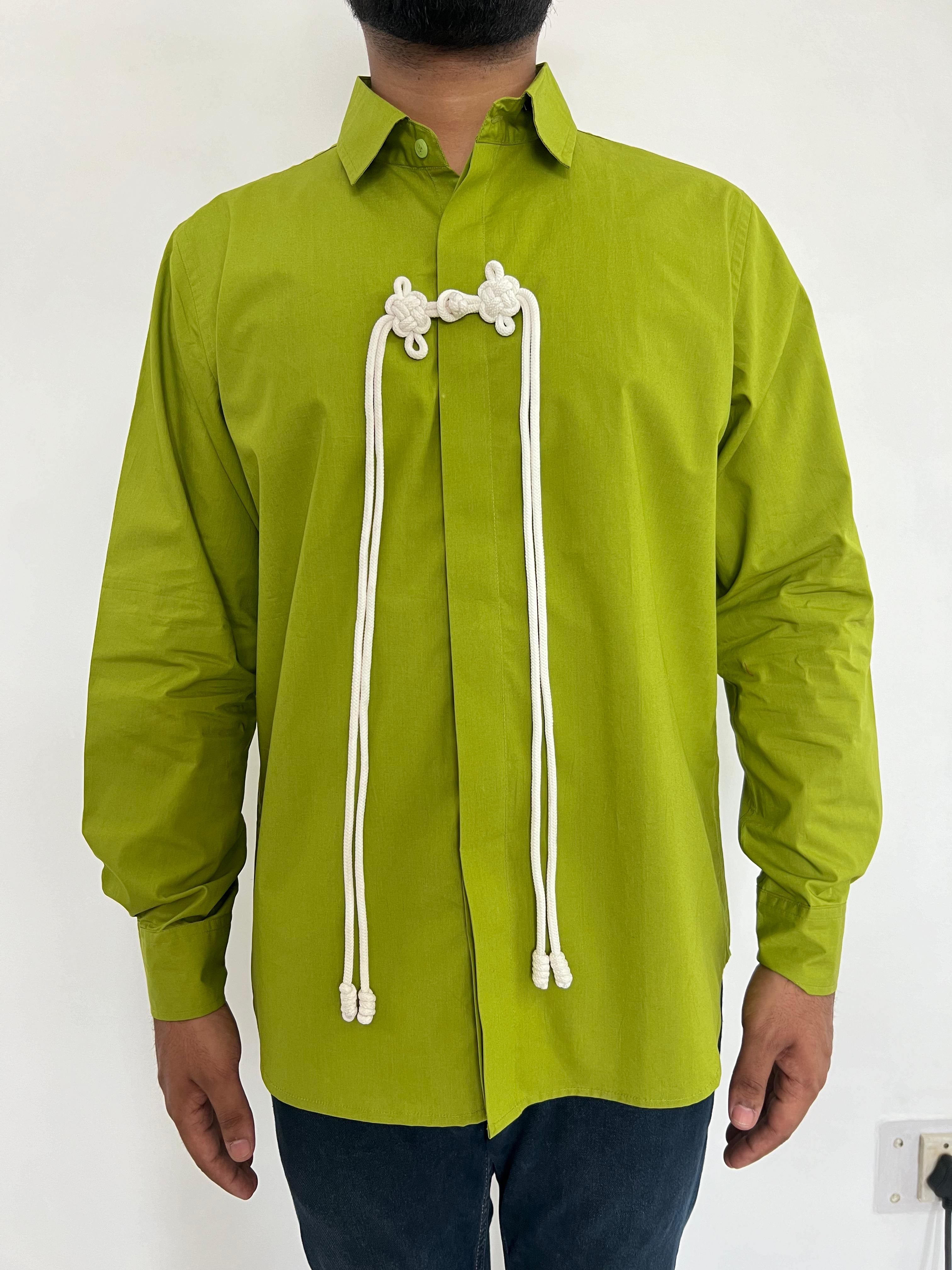 Model Green Cheongsam Knot Shirt