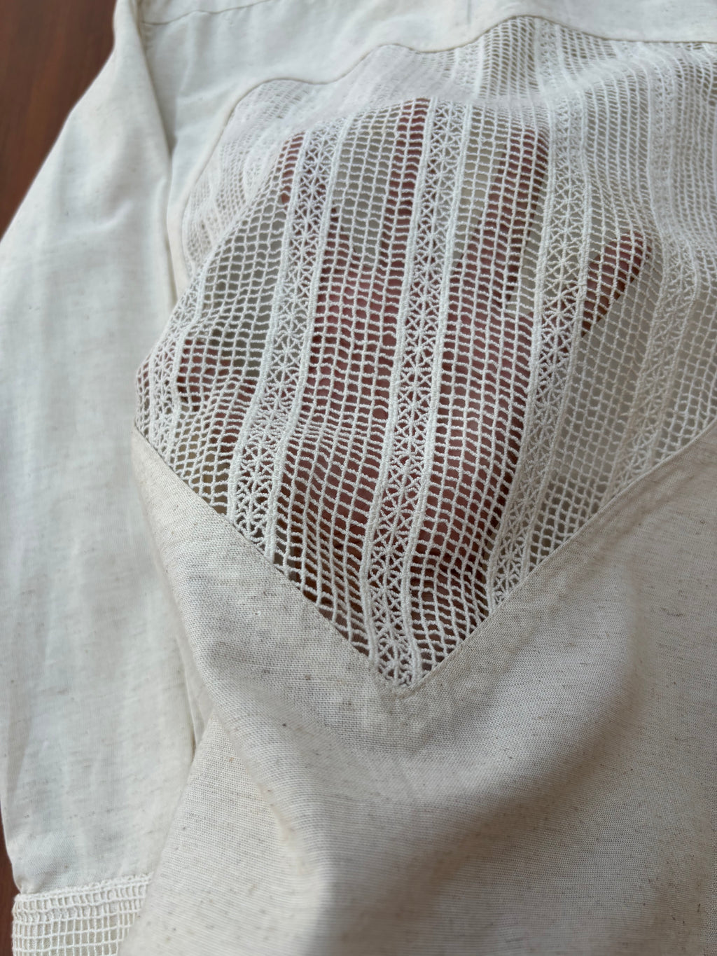 Lace Heart Cutout Cotton Shirt
