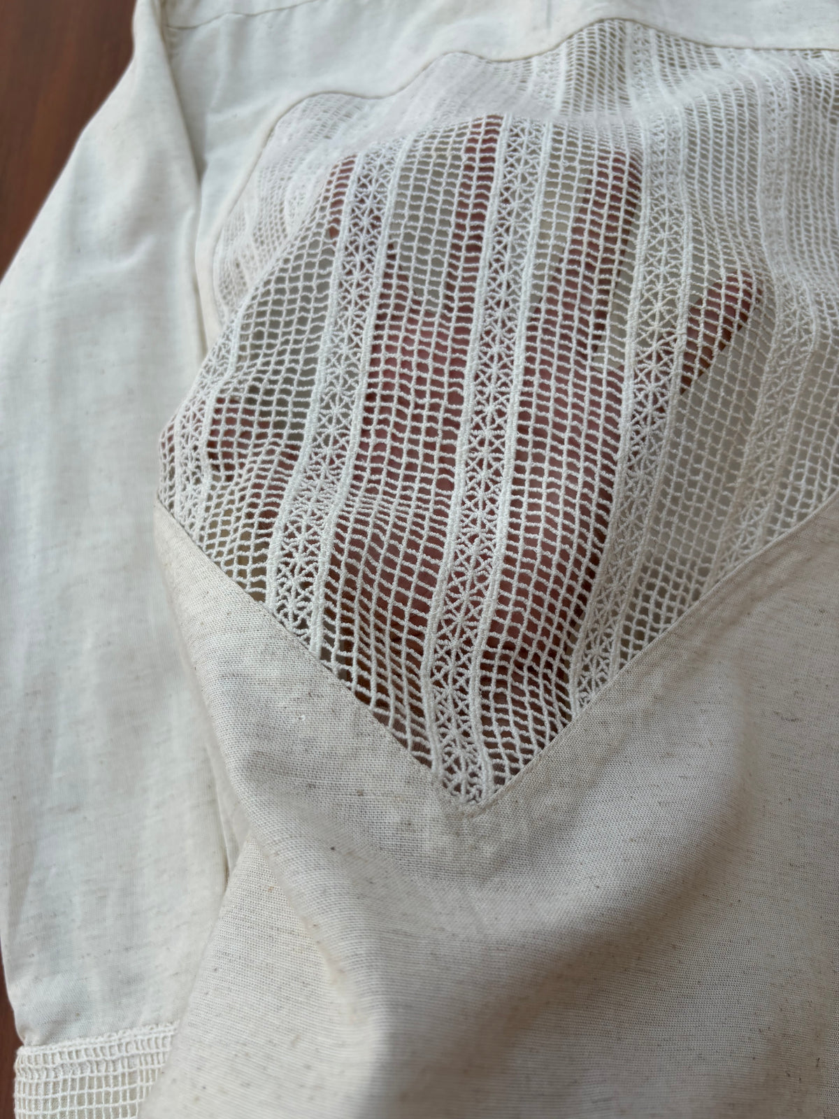 Lace Heart Cutout Cotton Shirt