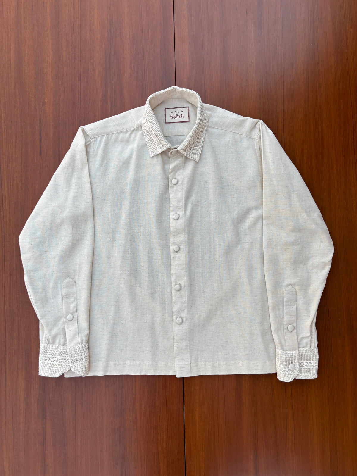 Lace Heart Cutout Cotton Shirt