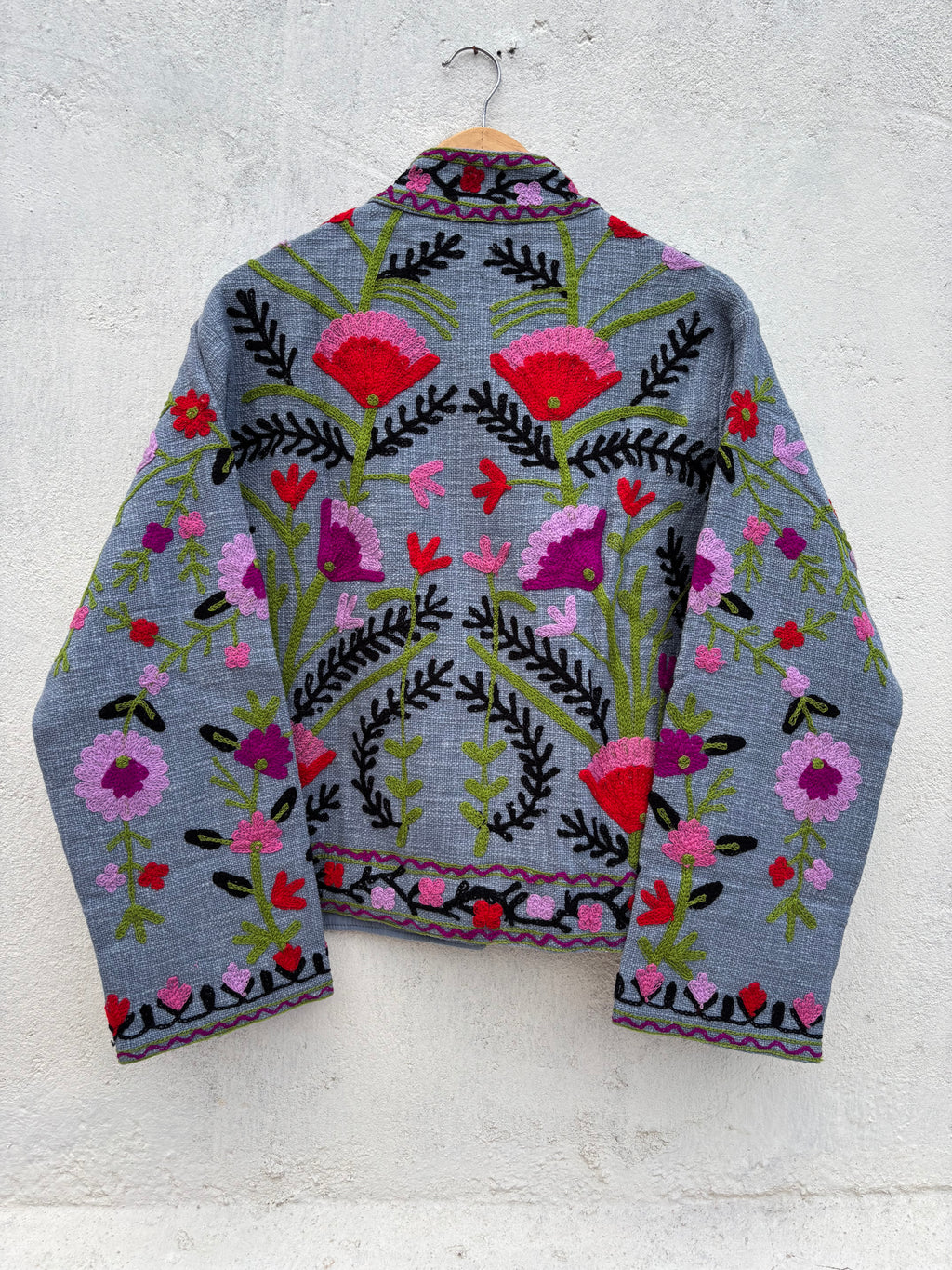 Grey Floral Embroidered Suzani Jacket