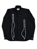 Black Lace Up Cotton Shirt