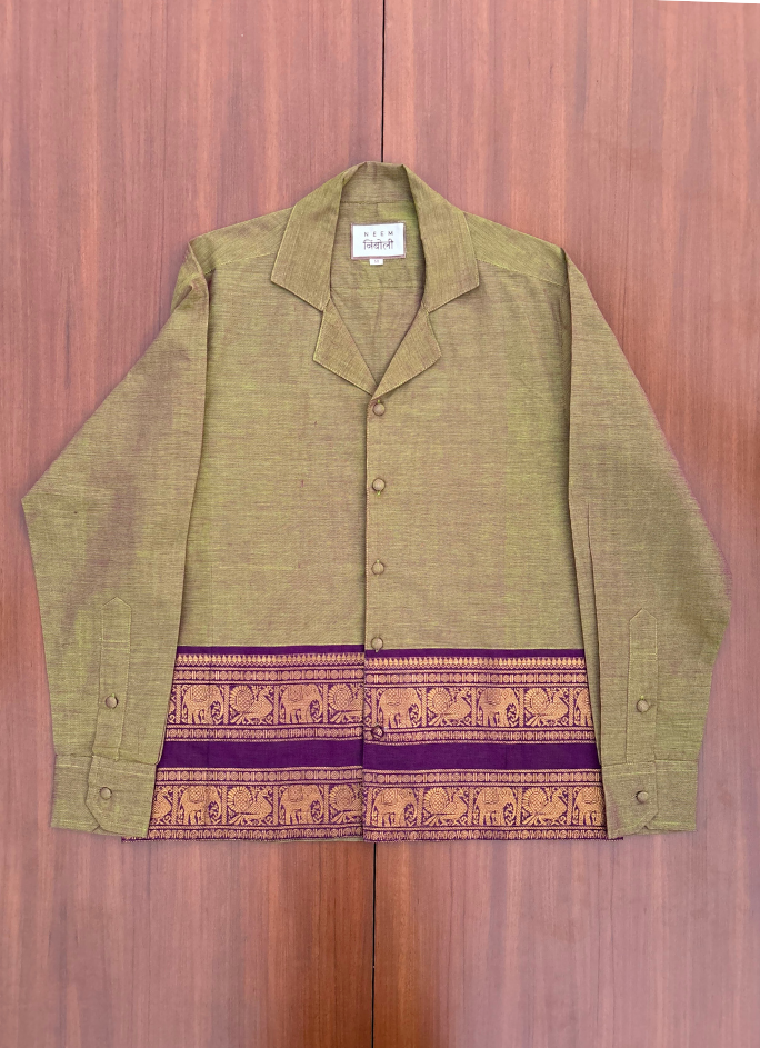 Olive Elephant Border Shirt