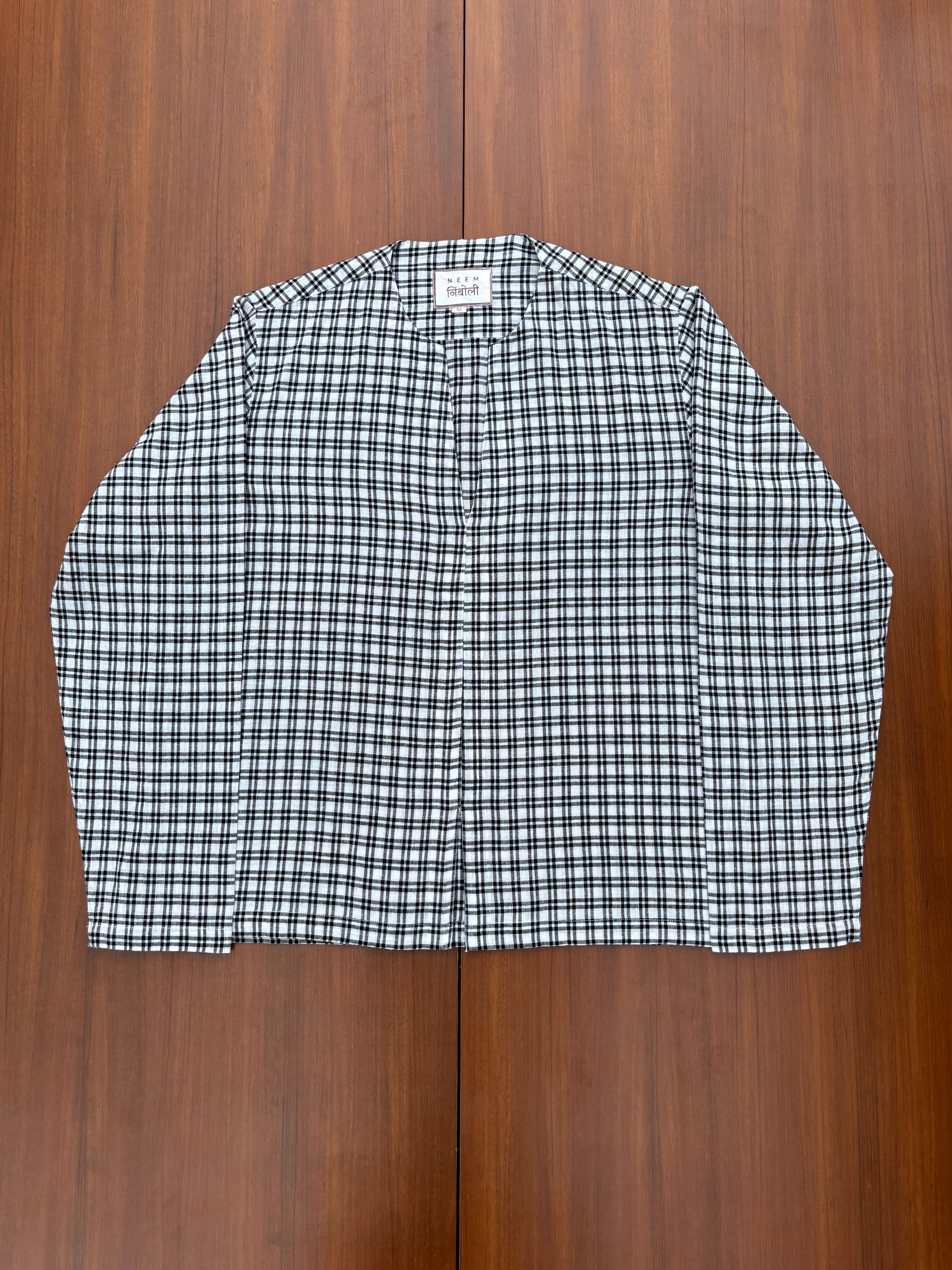 Plaid Shirt with Detachable Floral Brooch