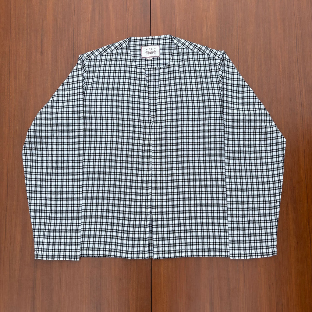 Plaid Shirt with Detachable Floral Brooch