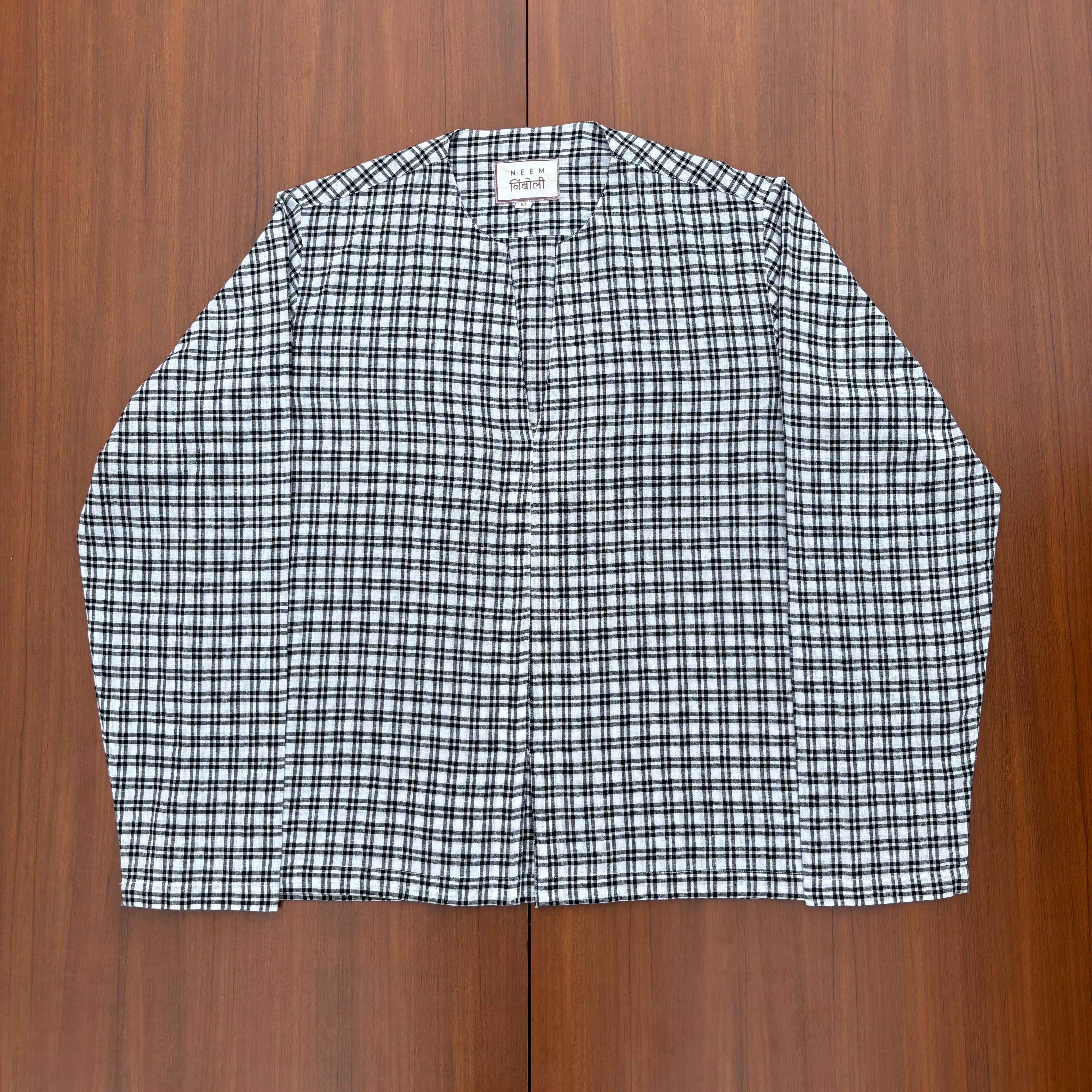 Plaid Shirt with Detachable Floral Brooch