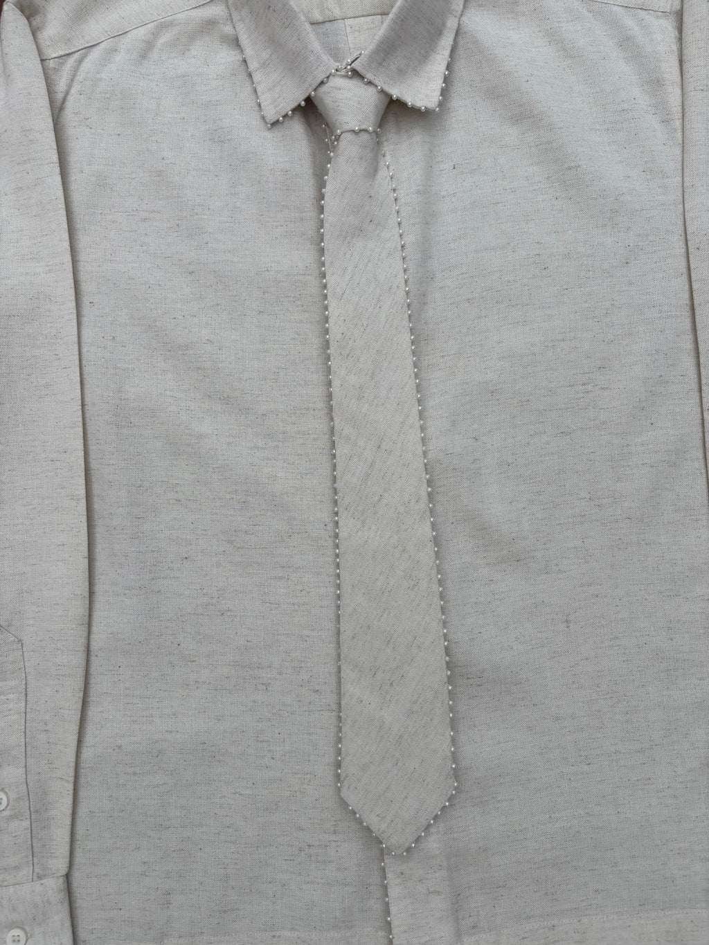 Open Back Cotton Shirt with Detachable Tie