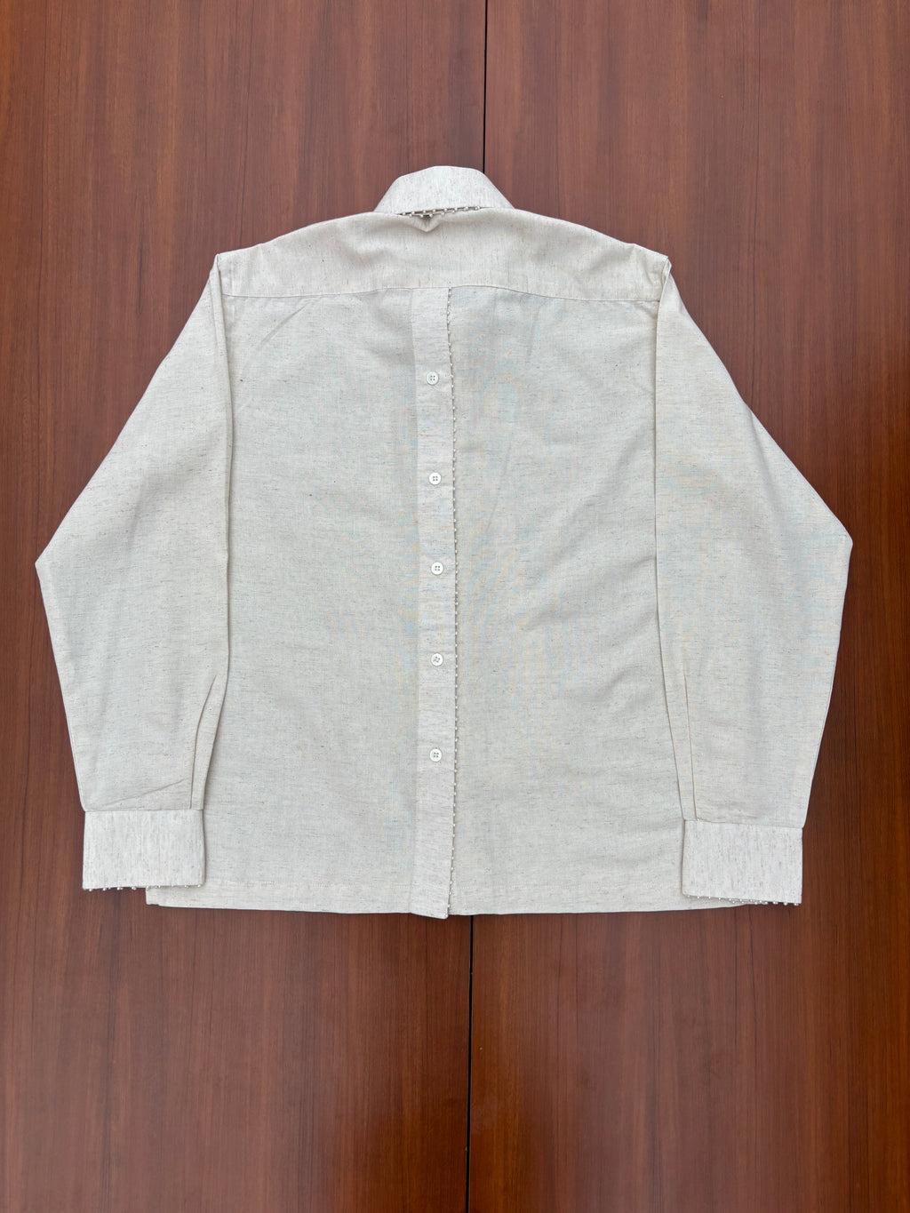 Open Back Cotton Shirt with Detachable Tie