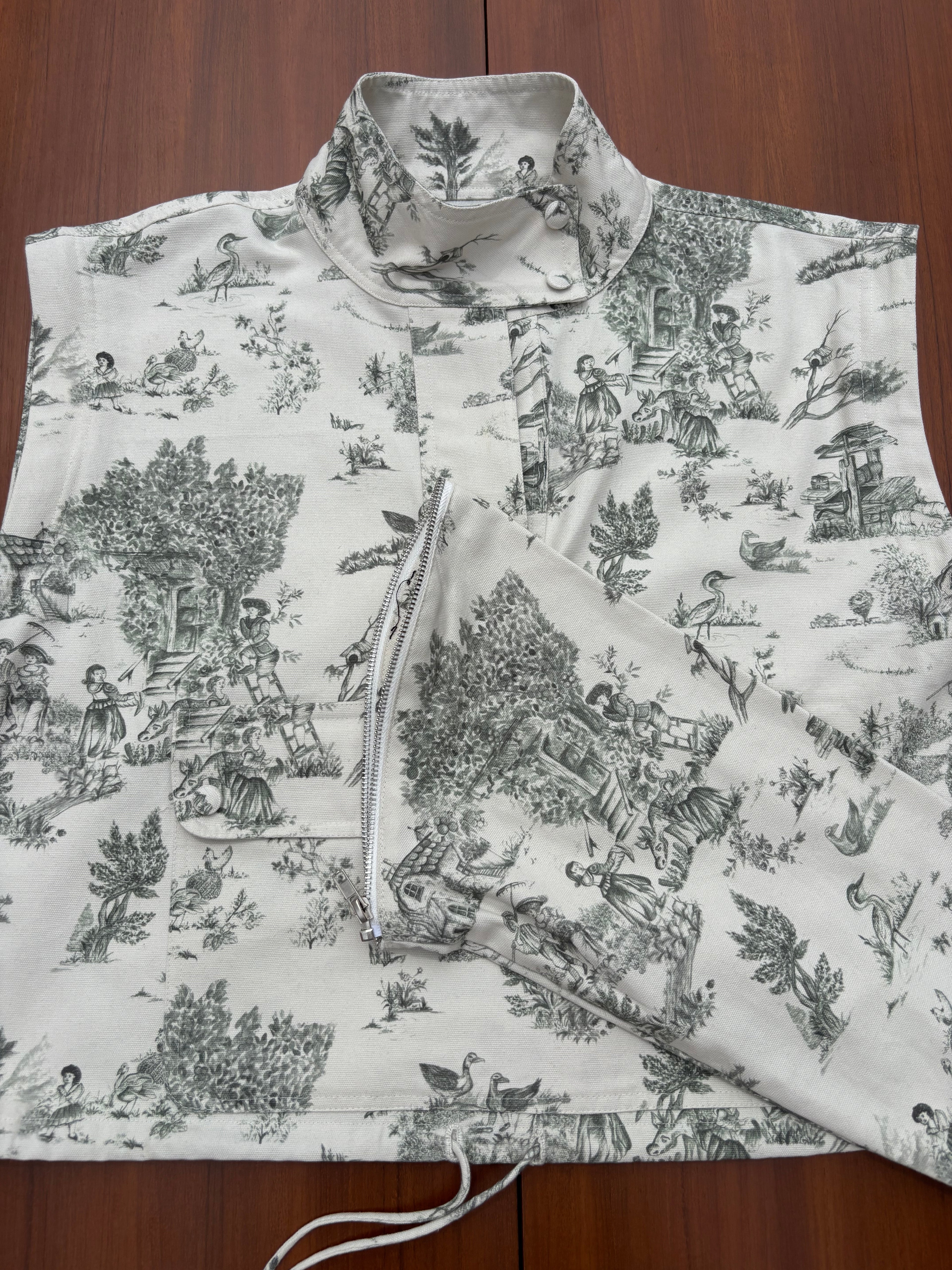 Detachable Sleeve Landscape Overshirt