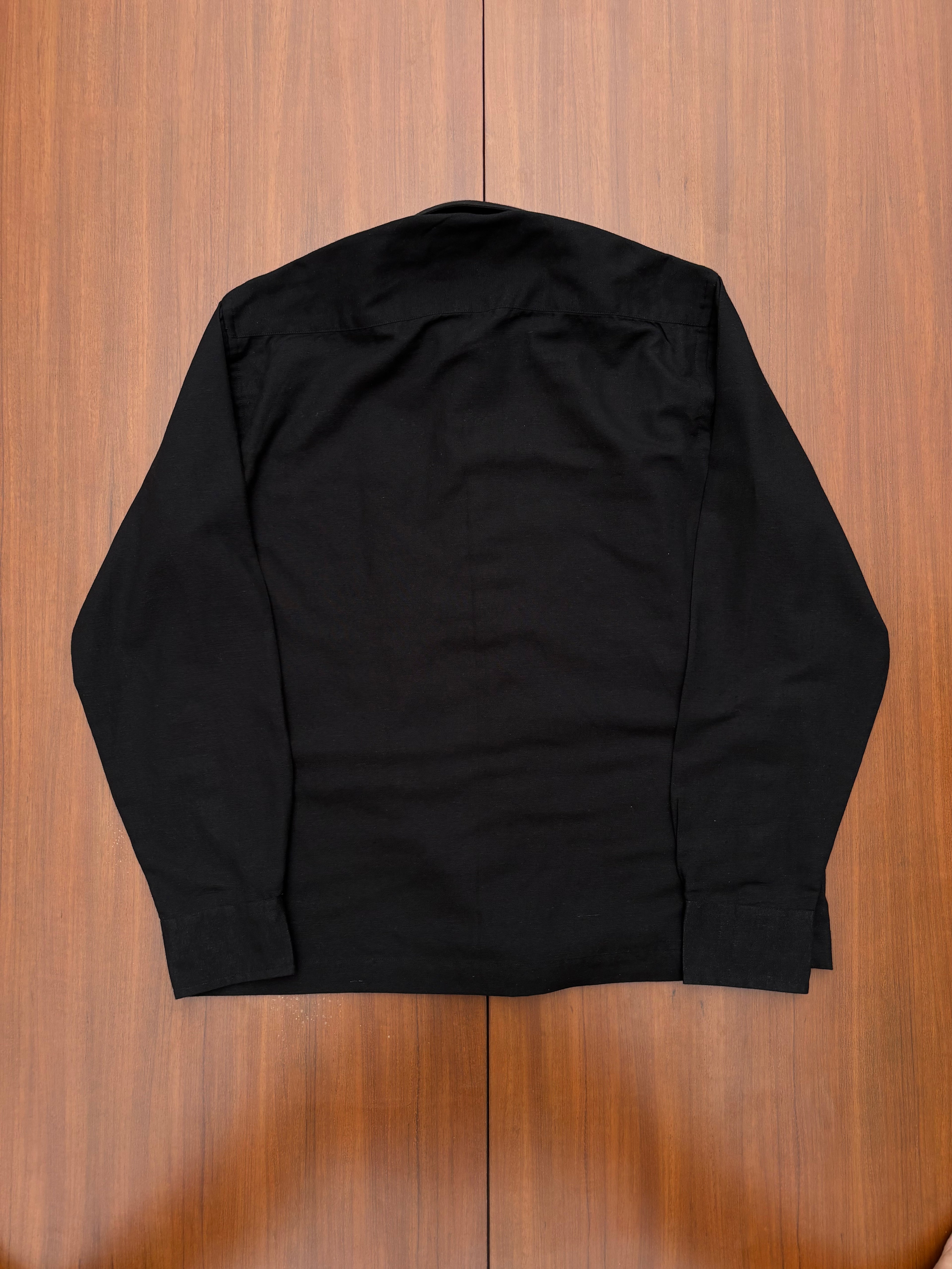 Black Cotton Shirt with Metal Buckles