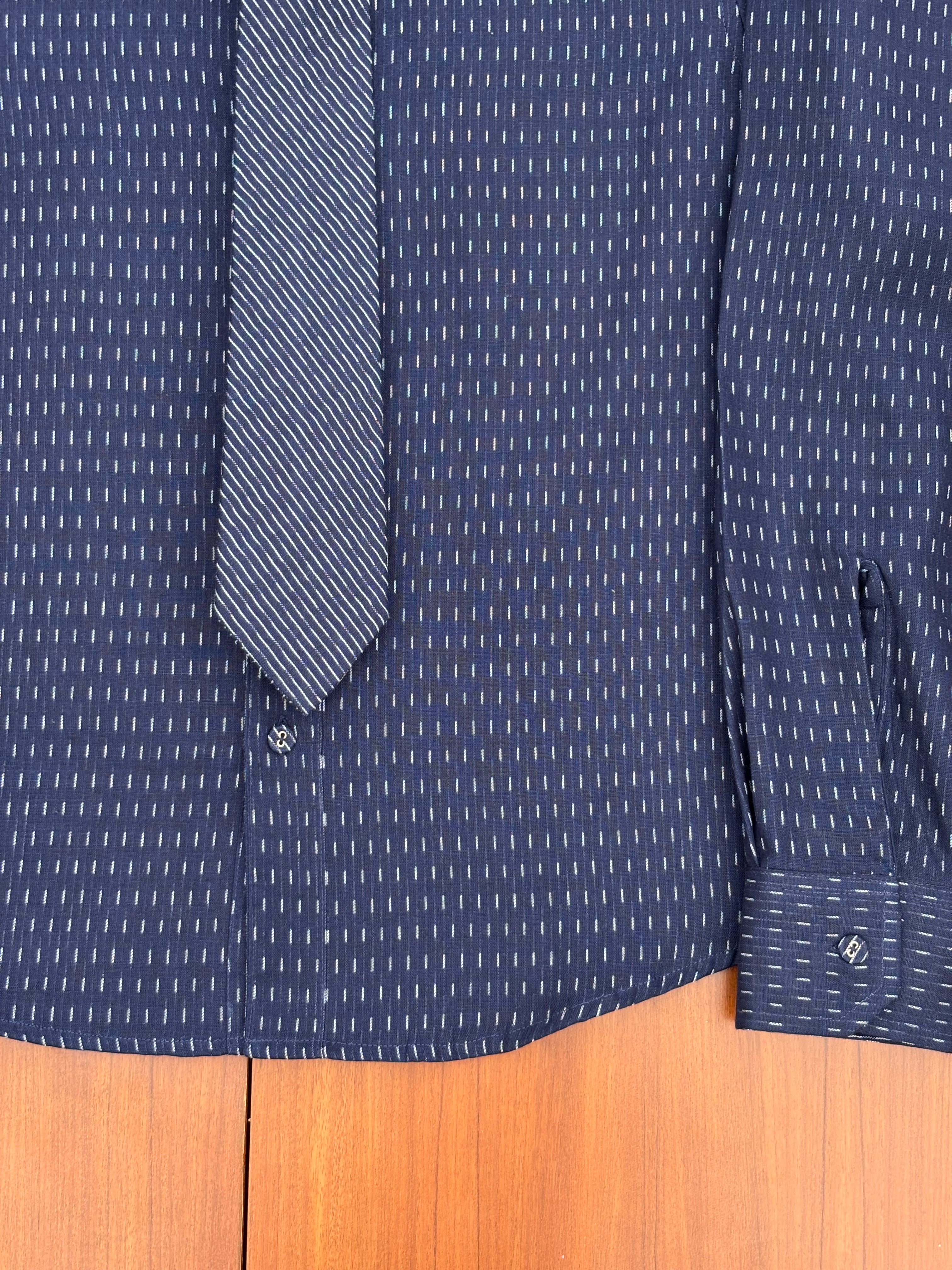 Midnight Reversible Cotton Shirt with Detachable Tie
