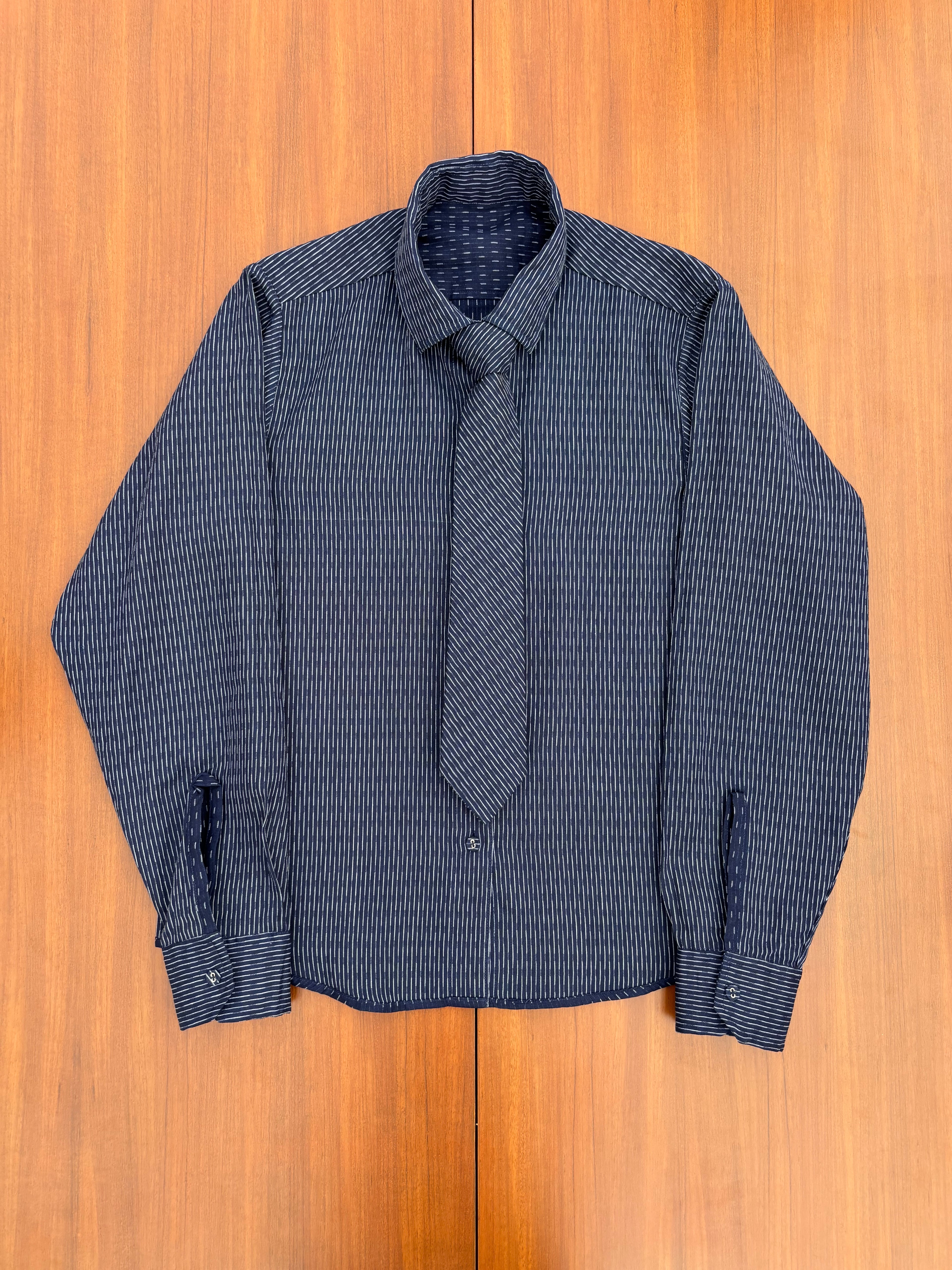 Midnight Reversible Cotton Shirt with Detachable Tie