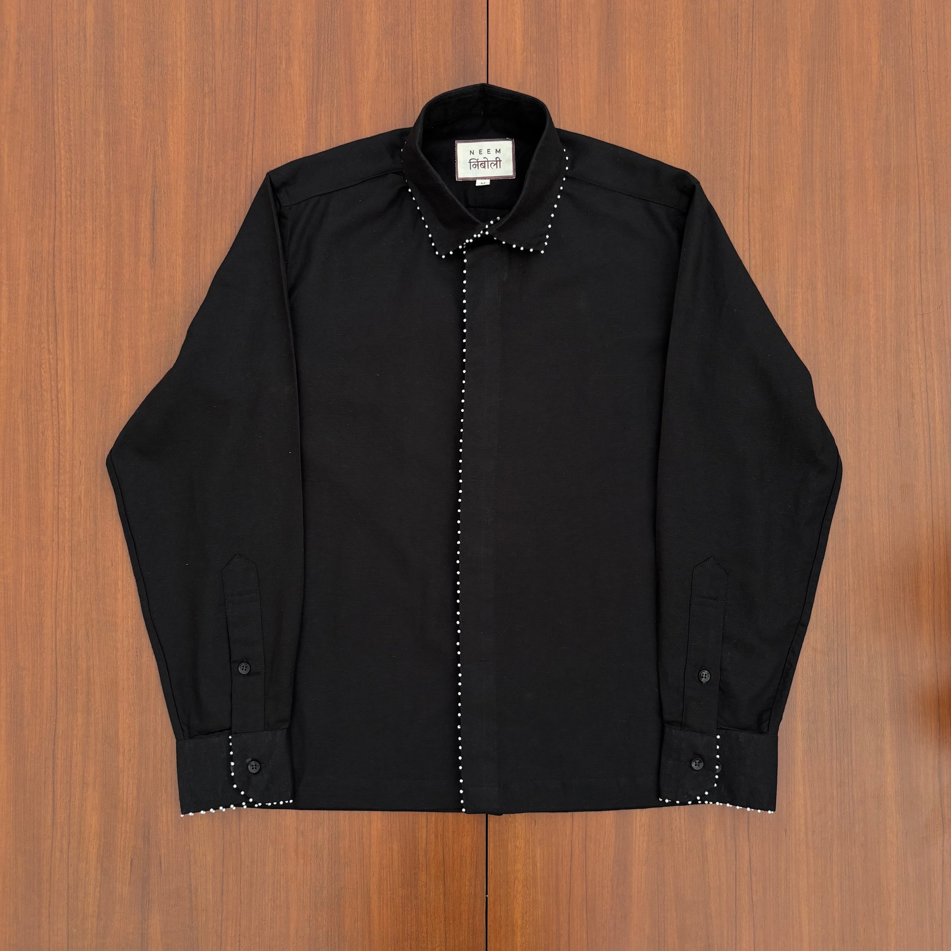Open Back Cotton Shirt with Detachable Tie