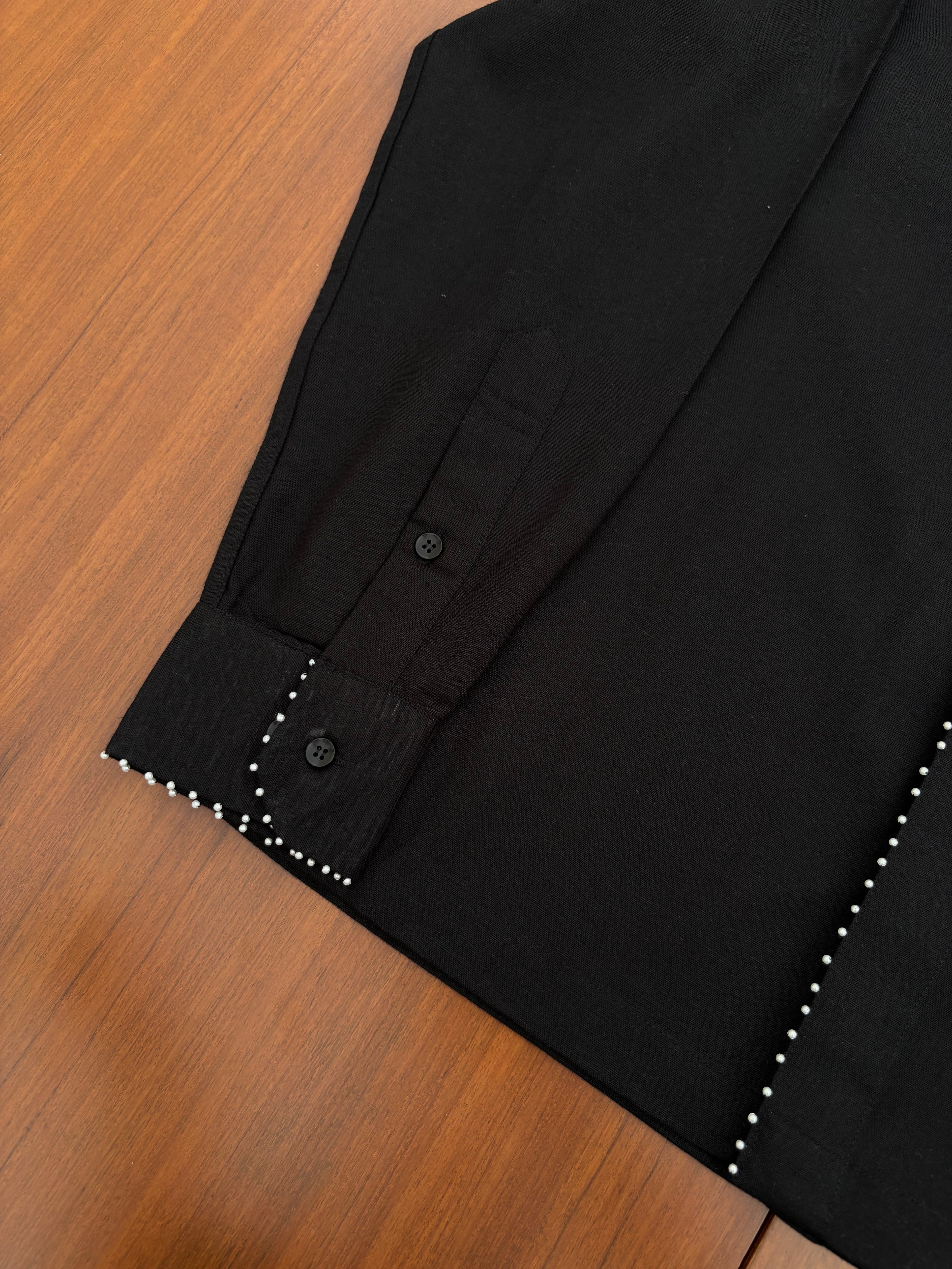 Open Back Cotton Shirt with Detachable Tie
