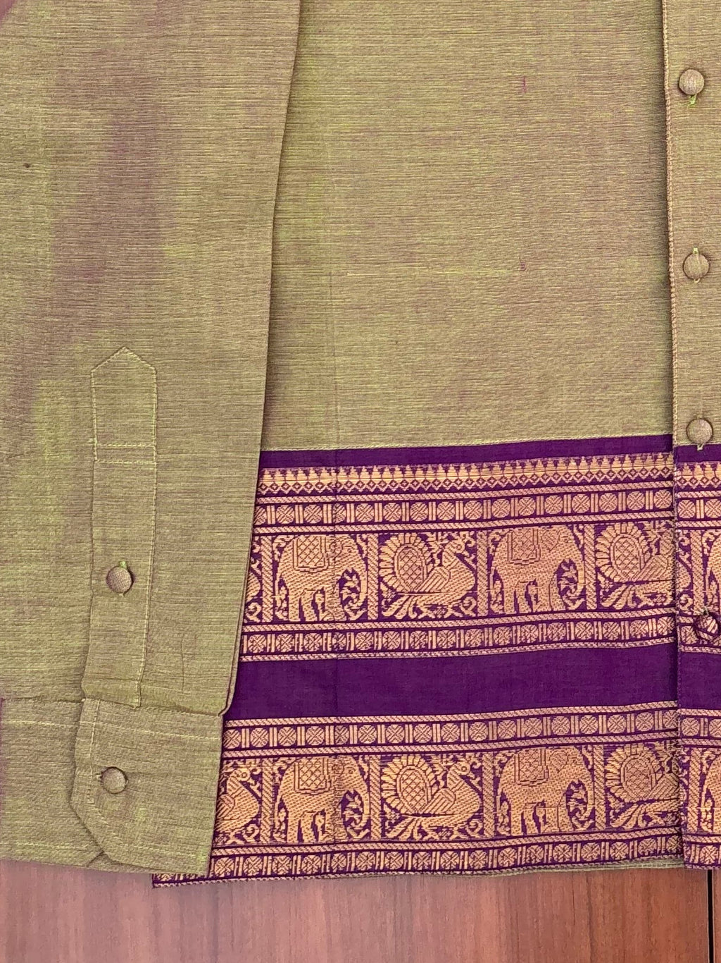 Olive Elephant Border Shirt