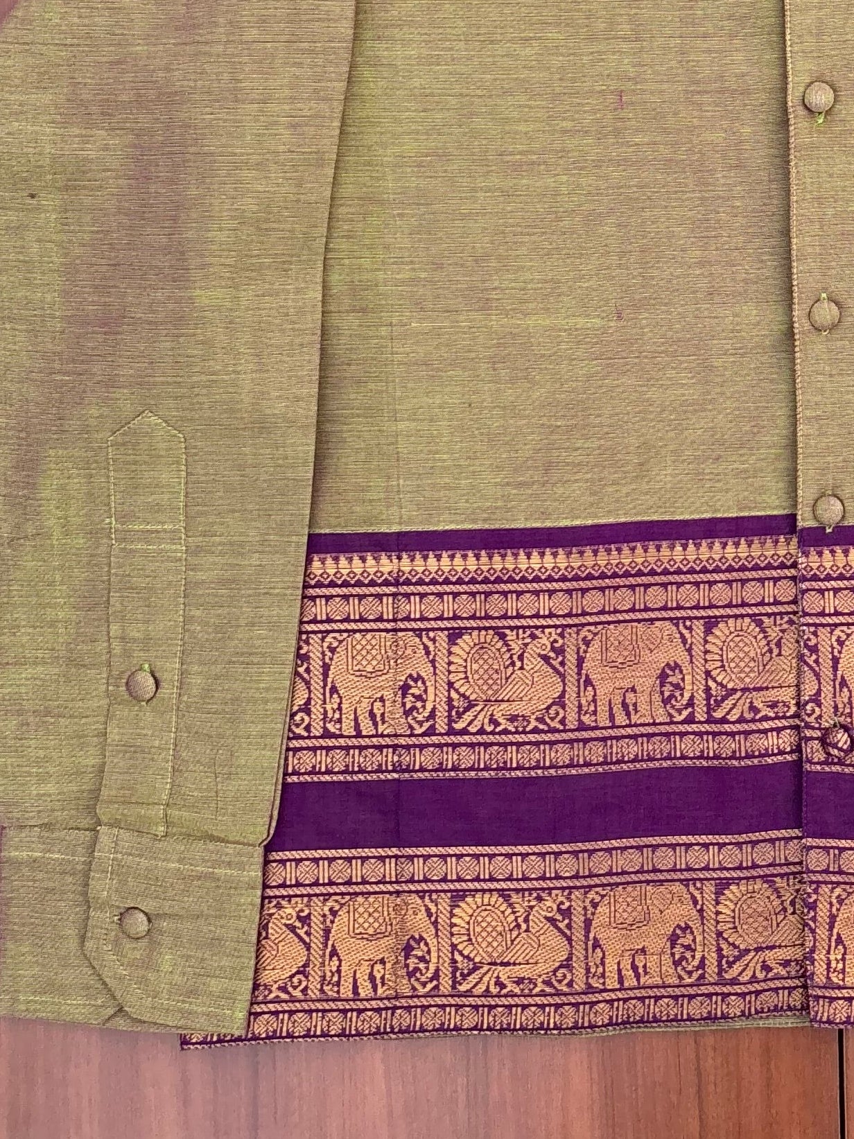 Olive Elephant Border Shirt