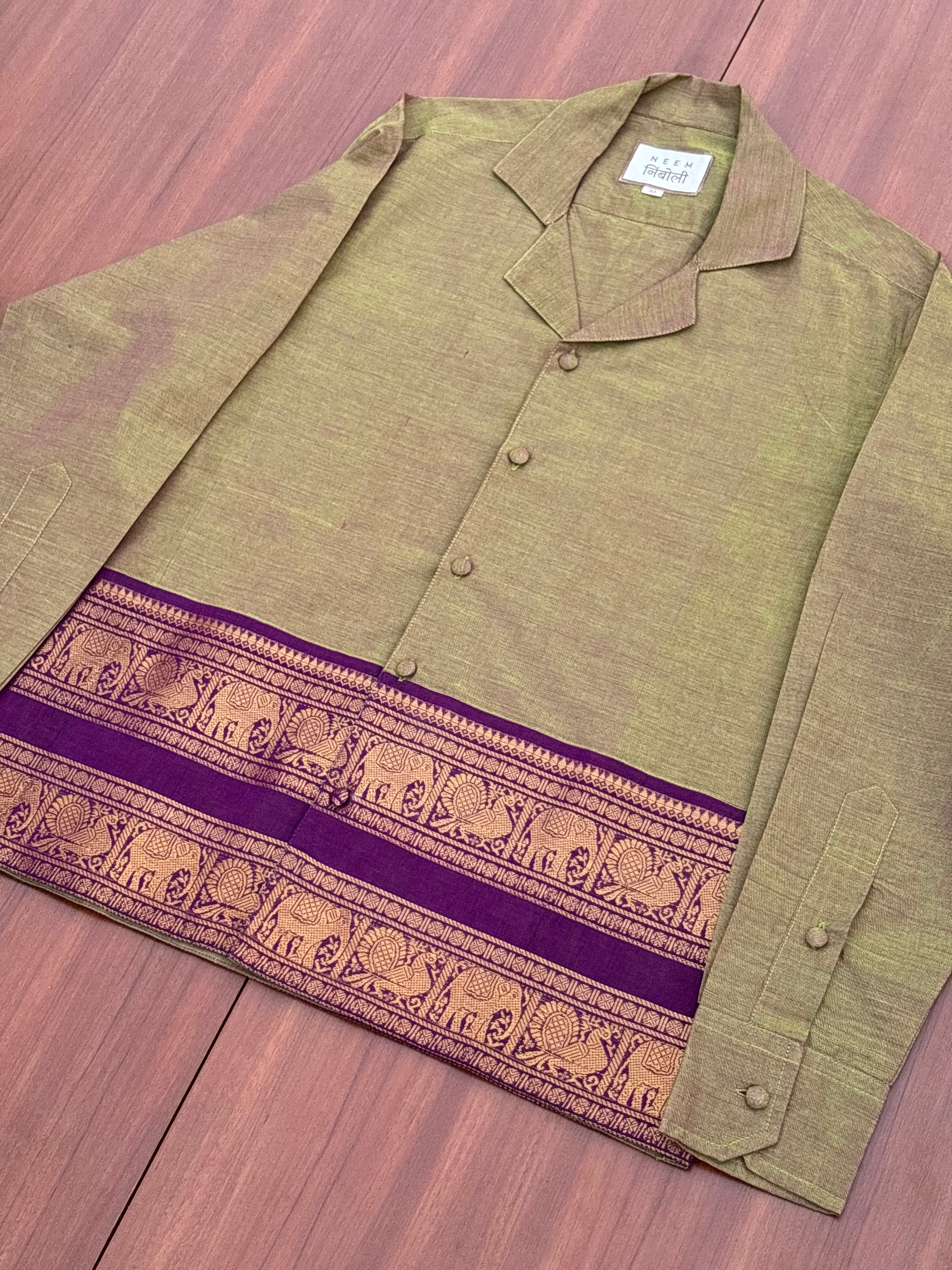 Olive Elephant Border Shirt